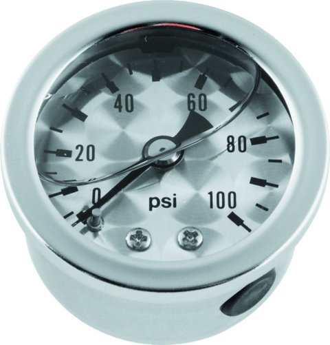 Bikers Choice 0-100 PSI Oil Pressure Gauge Engine Turned Face SS Bezel Liquid Filled Universal Cstm