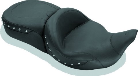 Mustang 08-21 Harley Electra Glide,Rd Glide,Rd King,Str Glide Super Touring 1PC Seat w/Studs - Black