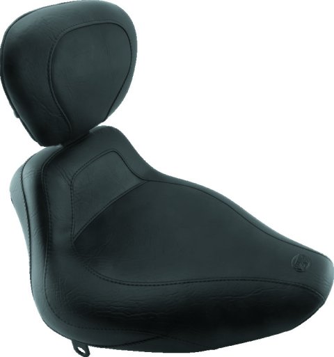Mustang 84-06 Harley Standard Rear Tire Harley Sport Touring Solo Seat w/Driver Backrest - Black