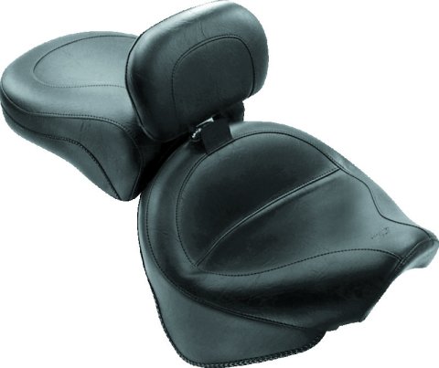 Mustang 99-11 Yamaha V-Star 1100 Custom Wide Touring 2PC Seat w/Driver Backrest - Black