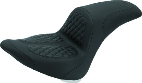 Mustang 06-17 Harley Softail Wide Tire (200mm) Fastback 1PC Seat w/Diamond Stitch - Black