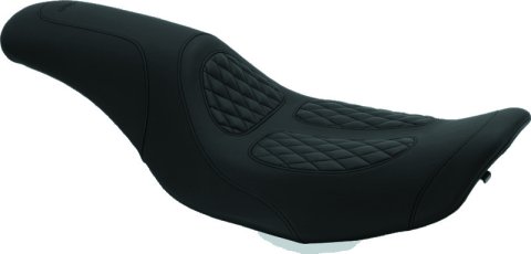 Mustang 97-07 Harley Rd King,06-07 Str Glide,00-01 Screamin Eagle 1PC Seat w/Diamond Stitch - Black