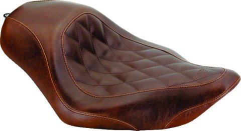 Mustang 04-21 Harley Sportster Wide Tripper Solo Seat Diamond Stitch- Distressed Brown