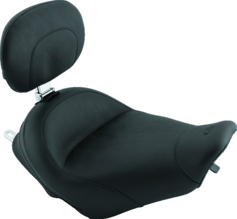 Mustang 97-07 Harley Rd King, 06-07 Str Glide, 00-05 Eagle Std Solo Seat W/Driver Backrest - Black