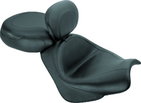 Mustang 02-08 Honda VTX1800 Retro, S, T Wide Touring 2PC Seat w/ Driver Backrest - Black