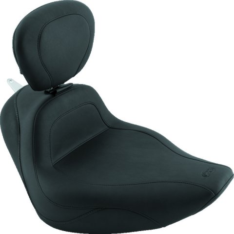 Mustang 06-17 Harley Softail Wide Tire (200mm) Sport Touring Solo Seat w/Driver Backrest - Black