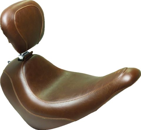 Mustang 18-21 Harley Low Rider, Sport Glide Wide Tripper Solo Seat w/Driver Backrest - Brown