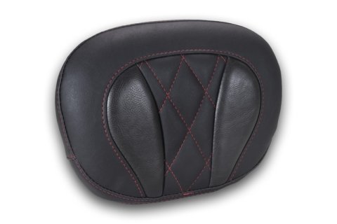 Mustang Deluxe Diamond Touring Sissy Bar Pad Black w/Dark Cherry Thread