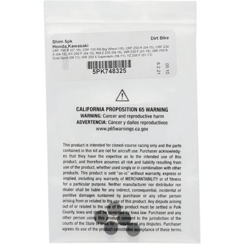 Hot Cams 2008-2013 Yamaha WR 250 R Dual Sport 250cc 3.250mm Shim Kit - 5 Pack
