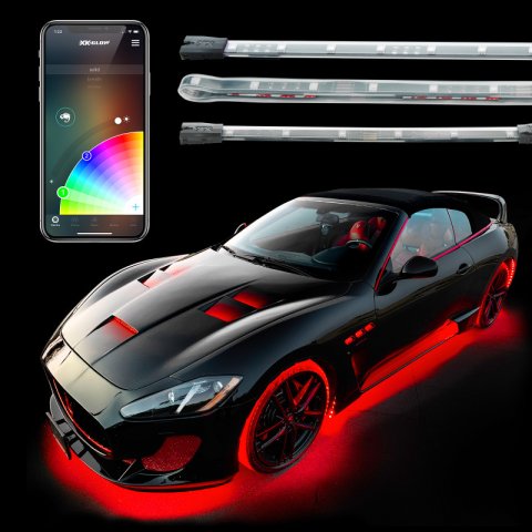 XK Glow Slim Tube Million Color XCHROME Smartphone App Controlled Undercar Kit 8x24In