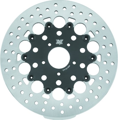 Twin Power 08-13 FLH FLT 08-16 FLHR 06-17 Dyna Front 11.8 Floating Rotor With Holes Black