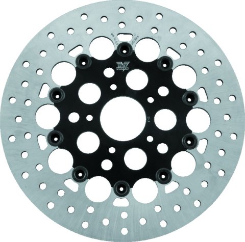 Twin Power 84-17 Big Twin Exc 11.8 and Lug Mount 84-13 XL Front 11.5 Floating Rotor W/Holes Black