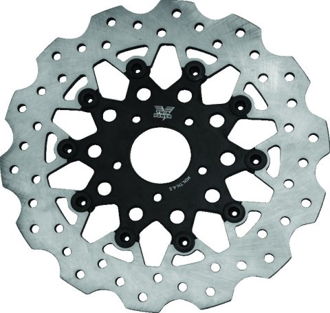 Twin Power 08-13 FLH FLT 08-16 FLHR 06-17 Dyna Front 11.8 Scalloped Floating Rotor Black Mesh