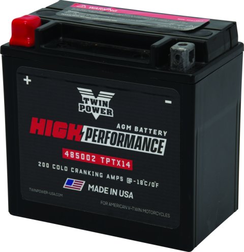 Twin Power YTX14 High Performance Battery Replaces H-D 65948-00 Made in USA 200 CCA
