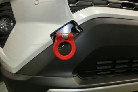 Cusco 2019+ Toyota RAV4 (XA5 - 5th Gen) Steel Folding Type Tow Hook Front Only - Red