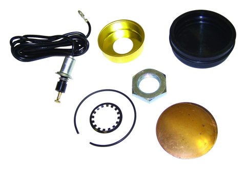 Crown Automotive Horn Button Kits 927416K Button, Plastic, Black, 2.375 in., Top Wiring, Cup, Nut, Jeep, Kit