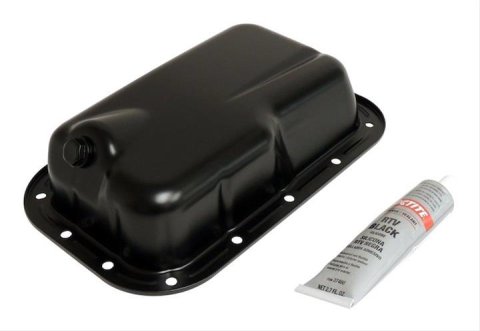 Crown Automotive Oil Pans 5184546K Pans, Wet Sump Style, Steel, Black, RTV Sealant, Chrysler, Dodge, Jeep, 3.6L, Each
