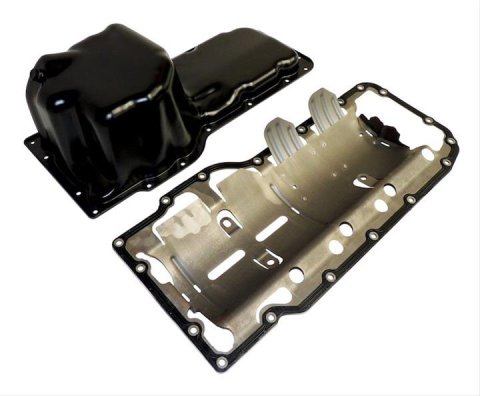 Crown Automotive Oil Pans 53020678K Pans, Wet Sump Style, Steel, Black, Dodge, Jeep, 4.7L, Each
