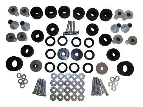 Crown Automotive Body Mounting Kits 5462446MK Bushings, Mount Master Kit, Black Rubber Bushings with Steel Housings, Natural, Jeep, CJ-5/CJ-7/CJ-8, Kit