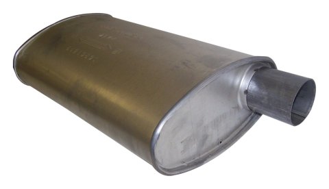 Crown Automotive Steel 2.25 Inch Muffler 83502978 Muffler, Oval, Steel, Aluminized, in. Offset Inlet/Outlet, 20.50 in. Overall Length, Jeep, Each