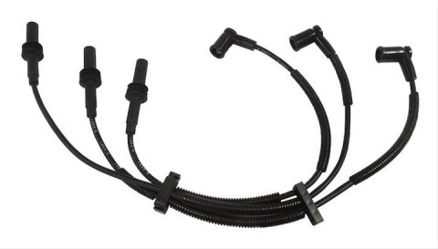 Crown Automotive Spark Plug Wire Sets 5149211AE Wires, Assembled, 7.00mm, Spiral Core, Black, Dodge, Jeep, Mitsubishi, 3.6L, 3.7L, Set