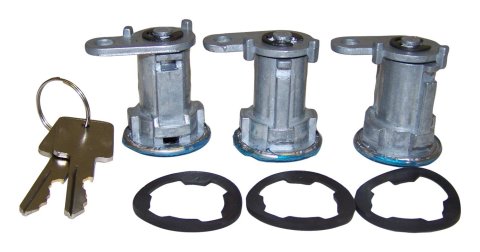 Crown Automotive Door Lock Cylinder Kits 8122874K3 Cylinders, Chrome, Two Keys, Jeep, Set of 3