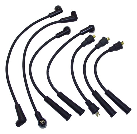 Crown Automotive Spark Plug Wire Sets 83300088 Wires, Assembled, 7.00mm, Spiral Core, Black, Jeep, 3.7L, 3.8L, 4.2L, Set