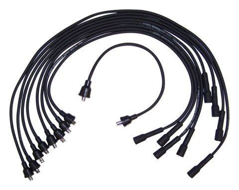 Crown Automotive Spark Plug Wire Sets 83300090 Wires, Assembled, 7.00mm, Spiral Core, Black, Jeep, 5.0L, 5.9L, 6.6L, Set
