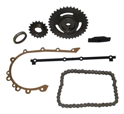 Crown Automotive Timing Chain Sets 33002977K and Gears, Single Non-roller, Steel Sprockets, Jeep, 4.0L, Kit