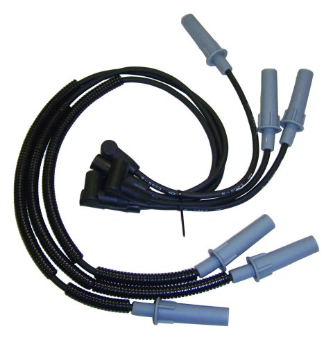 Crown Automotive Spark Plug Wire Sets 68017712AB Wires, Assembled, 7.00mm, Spiral Core, Black, Jeep, 3.8L, Set