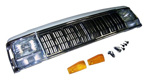 Crown Automotive Header Panels for 1991-1996 CHEROKEE, 1991-1992 COMANCHE - 55294926K Panel, Fiberglass, Black and Chrome, Bezels, Jeep, Kit