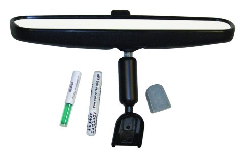 Crown Automotive Rear View Mirrors 8993023K Mirror, View, Rectangular, Manual, Black Housing, 9.75 in. Width, Button, Adhesive, Dodge, Jeep, Kit