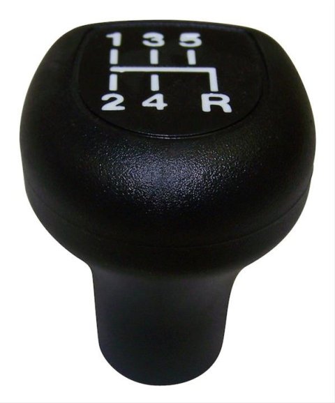 Crown Automotive Shift Knobs 53000605 Manual Transmission Knob, Stock Style, Thread On, Plastic, Black, Manual 5-speed Logo, AX5, AX15, Jeep