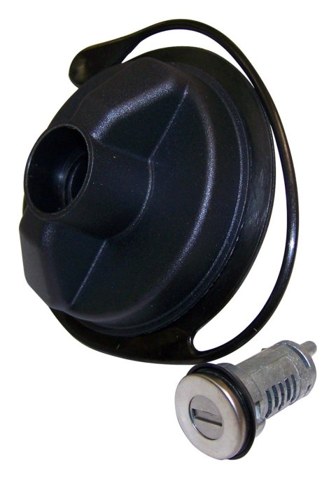 Crown Automotive Fuel Caps 68030940AA Tank Cap, Plastic, Black, Uncoded Lock Cylinder, Tether, Chrysler, Dodge, Jeep, Plymouth, Ram, Kit