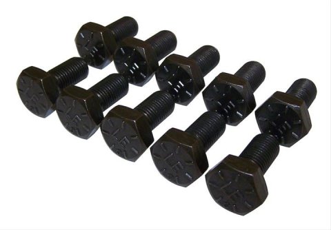 Crown Automotive Ring Gear Bolt Kits 5012810AC Bolts, Hex Head, 7/16-20 in. Thread Size, Steel, Black, Rear, Dana 35, Dana 44, Set of 10