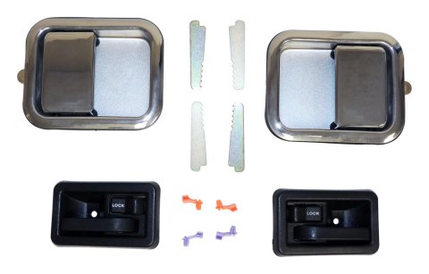 Crown Automotive Exterior Door Handles for 1982-1986 CJ7, 1982-1985 SCRAMBLER, 1987-2006 WRANGLER - 5758172MK Handle Kit, Full Interior and Handle Kit; Incl. Left & Right Interior, Chrome Handles, 4 Keepers, and Lock Rod Clips;
