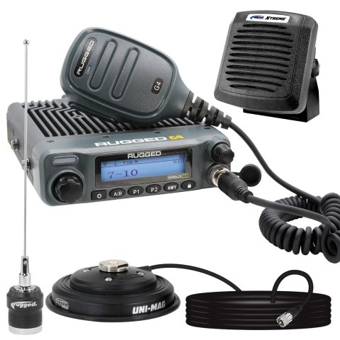 Rugged Radios Two Way RK-G4-SPK Radio Kit Plus - Rambler G4 High Power GMRS Mobile Radio Kit with External Speaker