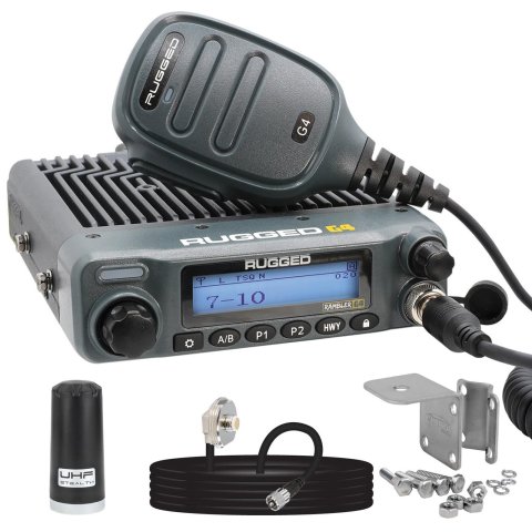 Rugged Radios Two Way RKL-G4 Radio Kit Lite - Rambler G4 GMRS Band Mobile Radio with Stealth Antenna