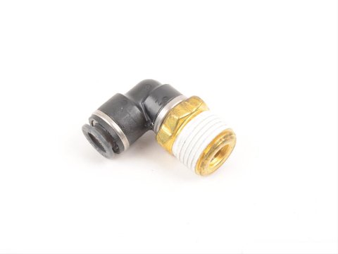 Air Lift Push to Connect Fittings 21867 Compression Fitting, 90 degree, Steel, Nickel Plated, 3/8 in. NPT, 3/8 in. To Connect, Each