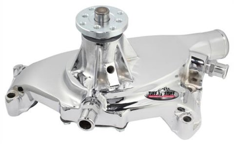 Tuff Stuff Performance Supercool Water Pumps 1495ABREV Pump, Mechanical, High-Volume, Counterclockwise, Aluminum, Polished, Chevy, Short Pump, Each