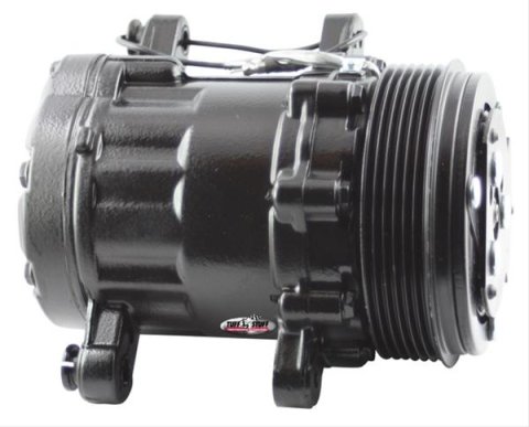 Tuff Stuff Performance Air Conditioning Compressors 4517NC6GBLA Compressors, Sanden SD-7, Aluminum, Black, Clutch, Serpentine Pulley, 6-groove, Each