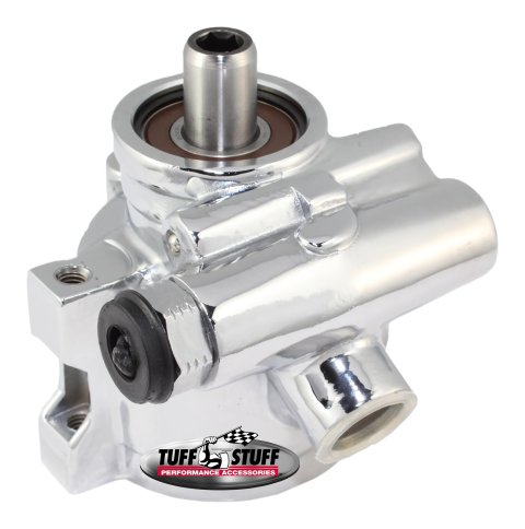 Tuff Stuff Performance Power Steering Pumps 6170ALD-1 Type II power steering pump, Chrome, GM pressure slip, threaded mtg and bottom pressure port, 1200 PSI