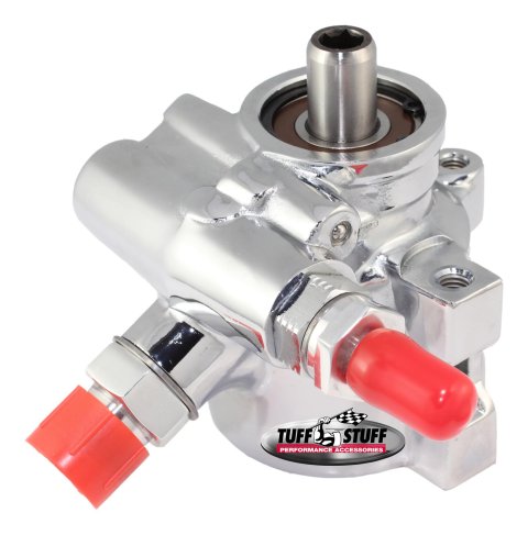 Tuff Stuff Performance Power Steering Pumps 6175ALD-2 Type II power steering pump, Chrome, AN fittings, threaded mounting and top pressure port, 1200 PSI