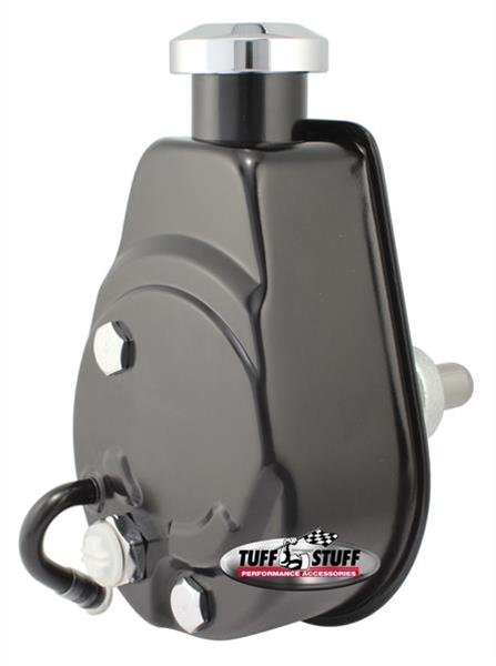 Tuff Stuff Performance Power Steering Pumps 6189B Pump, Saginaw, Small Block, Black, Integral Reservoir, Black, Press-Fit, Hose Barb, Female Threads, Each