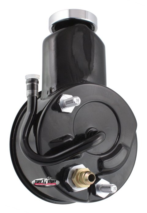 Tuff Stuff Performance Direct Replacement Power Steering Pumps 6190B Pump, Saginaw P Series, Chrome, Cap, Black Powdercoated Reservoir, Chevy, Each