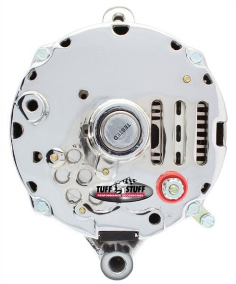 Tuff Stuff Performance Silver Bullet Alternators 7068ABULL Alternator, Internal Regulator, 100 Amp, One Wire, V-Belt Pulley, Chrome, Ford, L4/L6/V6/V8, Each