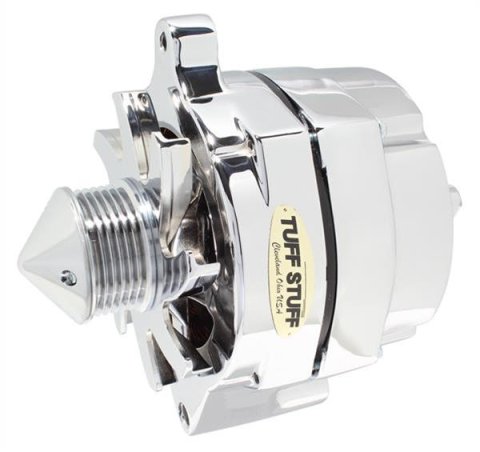 Tuff Stuff Performance Silver Bullet Alternators 7068ABULL6G Alternator, Internal Regulator, 100 Amp, One Wire, Serpentine, Chrome, Ford, L4/L6/V6/V8, Each