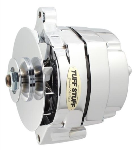 Tuff Stuff Performance High-Amp Output Alternators 7068RD Alternator, Chrome, 100 Amp, 1-Wire, V-Belt, Ford, Mercury, Each
