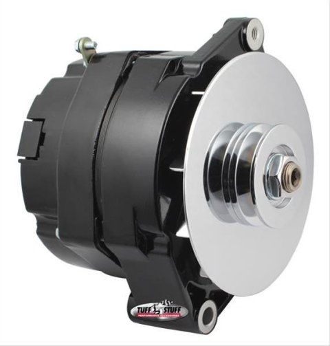 Tuff Stuff Performance High-Amp Output Stealth Black Alternators 7127NKB9 Alternator, Performance, High Amp, GM 10si Case Style, 12 V, 140 Amps, Powdercoated, V-Belt, Each
