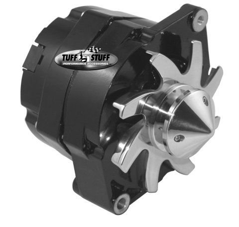 Tuff Stuff Performance Silver Bullet Stealth Black Alternators 7139FBULL Alternator, Black, 100 Amps, V-Belt, Buick, Chevy, Oldsmobile, Pontiac, Each
